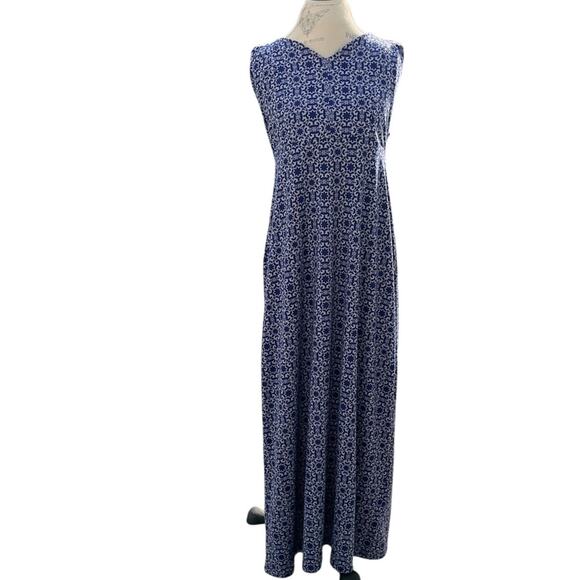 Market & Spruce Women’s Maxi Dress Geometric Blue White Size XL NWT - Picture 3 of 12